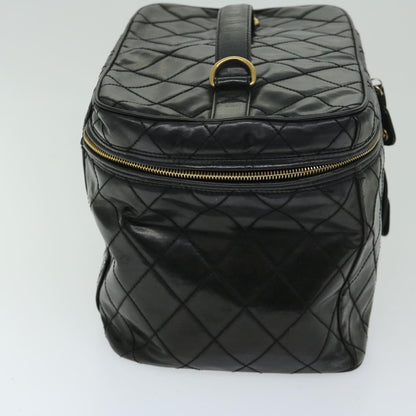 CHANEL Vanity Cosmetic Pouch Patent leather 2way Black CC bs11283