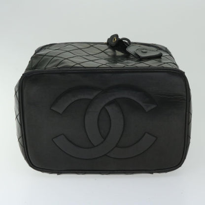 CHANEL Vanity Cosmetic Pouch Patent leather 2way Black CC bs11283