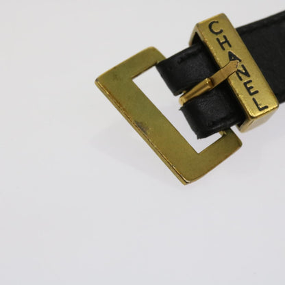 CHANEL Belt Leather 25.6""""""""-27.6"""""""" Gold Tone Black CC bs11333