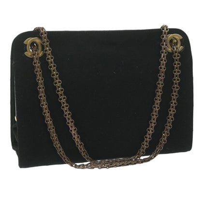 CHANEL Chain Shoulder Bag Cotton Black CC bs11474