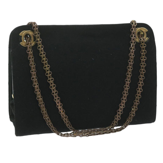 CHANEL Chain Shoulder Bag Cotton Black CC bs11474