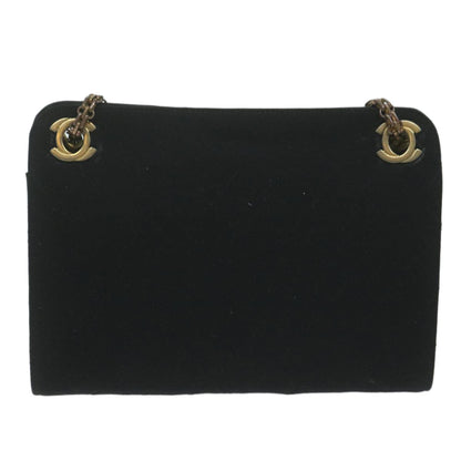CHANEL Chain Shoulder Bag Cotton Black CC bs11474