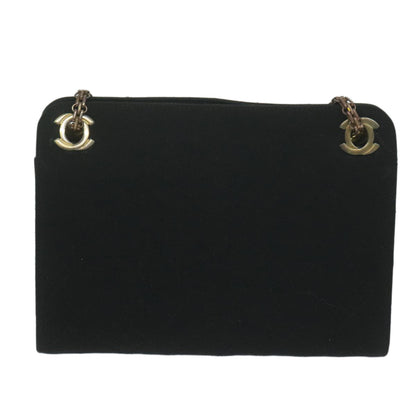 CHANEL Chain Shoulder Bag Cotton Black CC bs11474