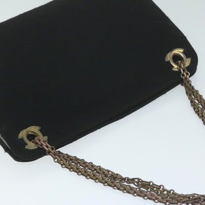 CHANEL Chain Shoulder Bag Cotton Black CC bs11474
