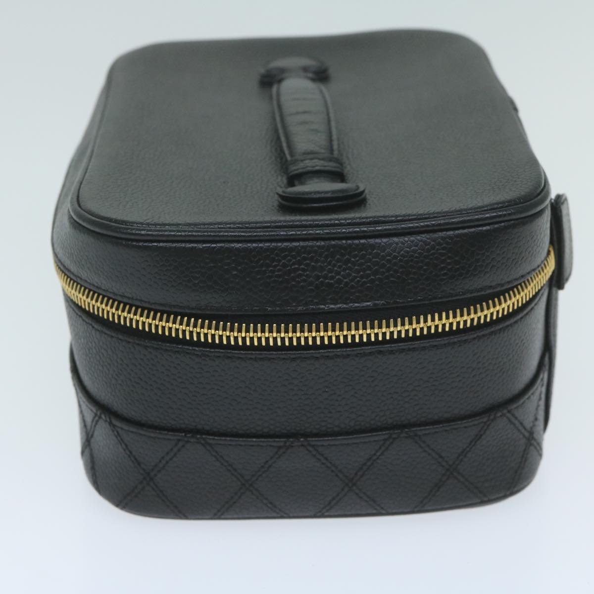 CHANEL Vanity Cosmetic Pouch Caviar Skin Black CC bs11563