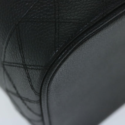 CHANEL Vanity Cosmetic Pouch Caviar Skin Black CC bs11563