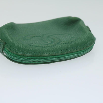 CHANEL Pouch Caviar Skin 2Set Green CC bs11757