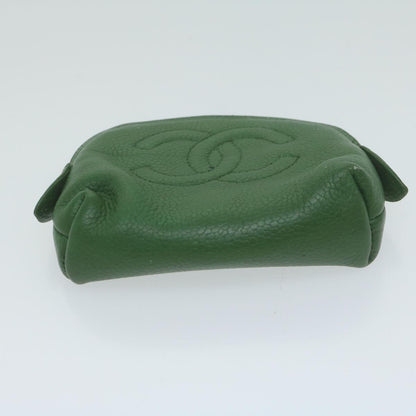 CHANEL Pouch Caviar Skin 2Set Green CC bs11757