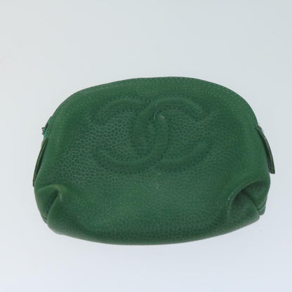 CHANEL Pouch Caviar Skin 2Set Green CC bs11757