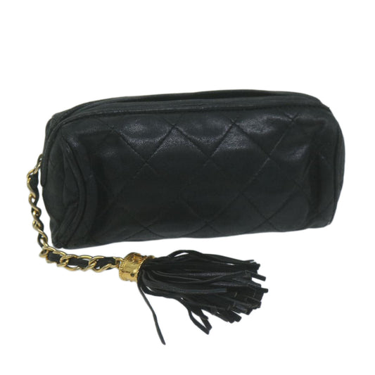 CHANEL Pouch Lamb Skin Black CC bs11890