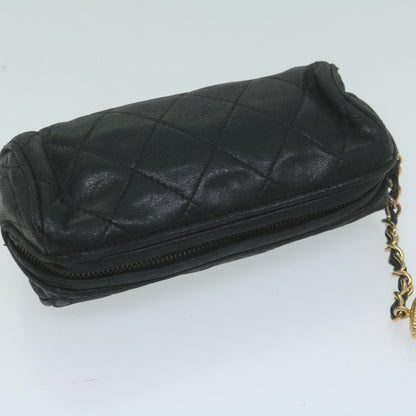 CHANEL Pouch Lamb Skin Black CC bs11890