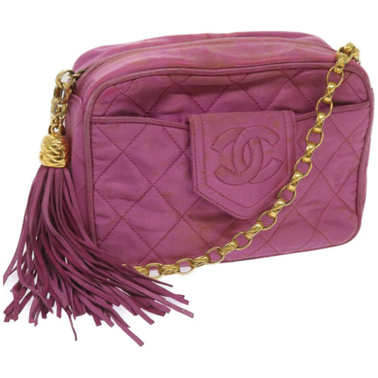 CHANEL Chain Shoulder Bag Satin Pink CC bs12068