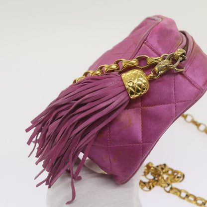 CHANEL Chain Shoulder Bag Satin Pink CC bs12068