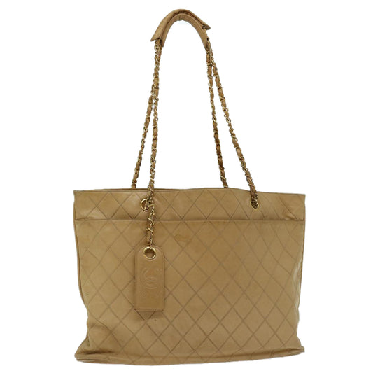 CHANEL Chain Shoulder Bag Leather Beige CC bs12132