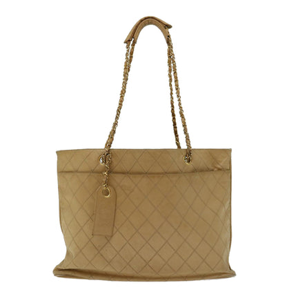 CHANEL Chain Shoulder Bag Leather Beige CC bs12132