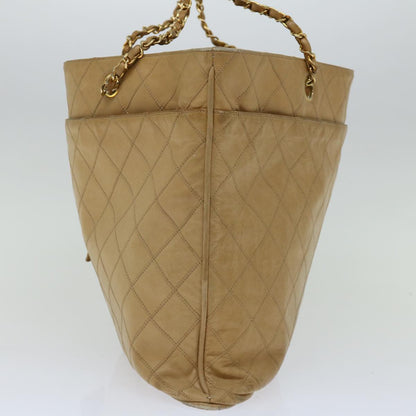 CHANEL Chain Shoulder Bag Leather Beige CC bs12132