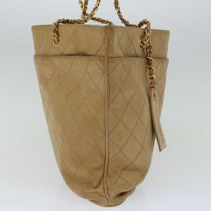 CHANEL Chain Shoulder Bag Leather Beige CC bs12132