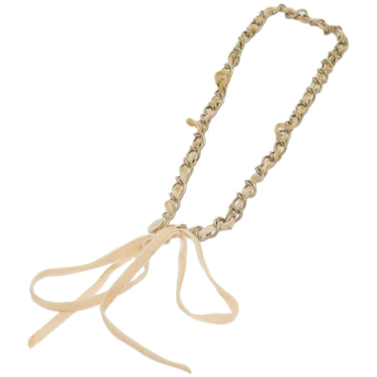 CHANEL Ribbon Chain metal Pink CC bs12327