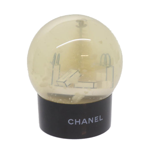 CHANEL Snow Globe plastic Black Clear CC bs12466