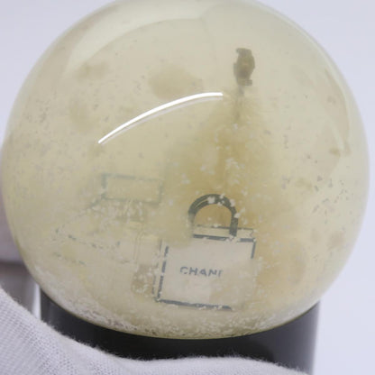 CHANEL Snow Globe plastic Black Clear CC bs12466