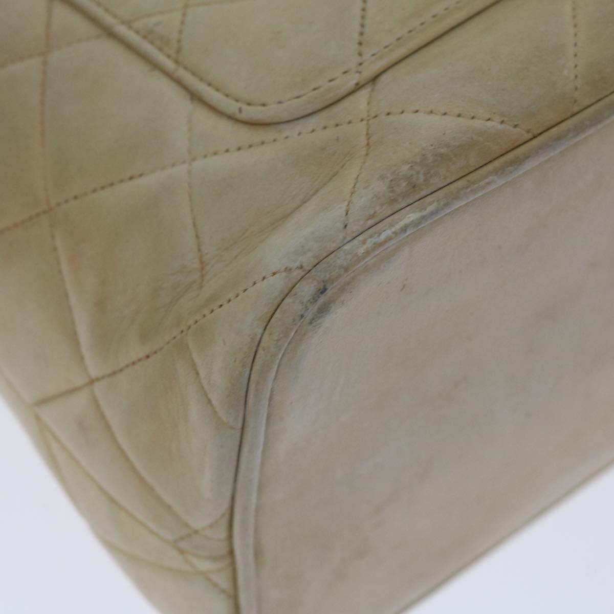 CHANEL Tote Bag Lamb Skin Beige CC bs12535