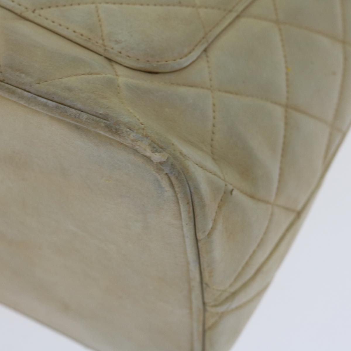 CHANEL Tote Bag Lamb Skin Beige CC bs12535