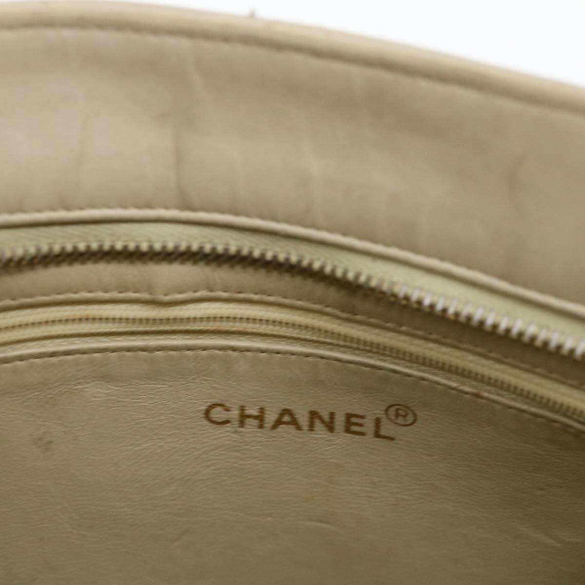 CHANEL Tote Bag Lamb Skin Beige CC bs12535