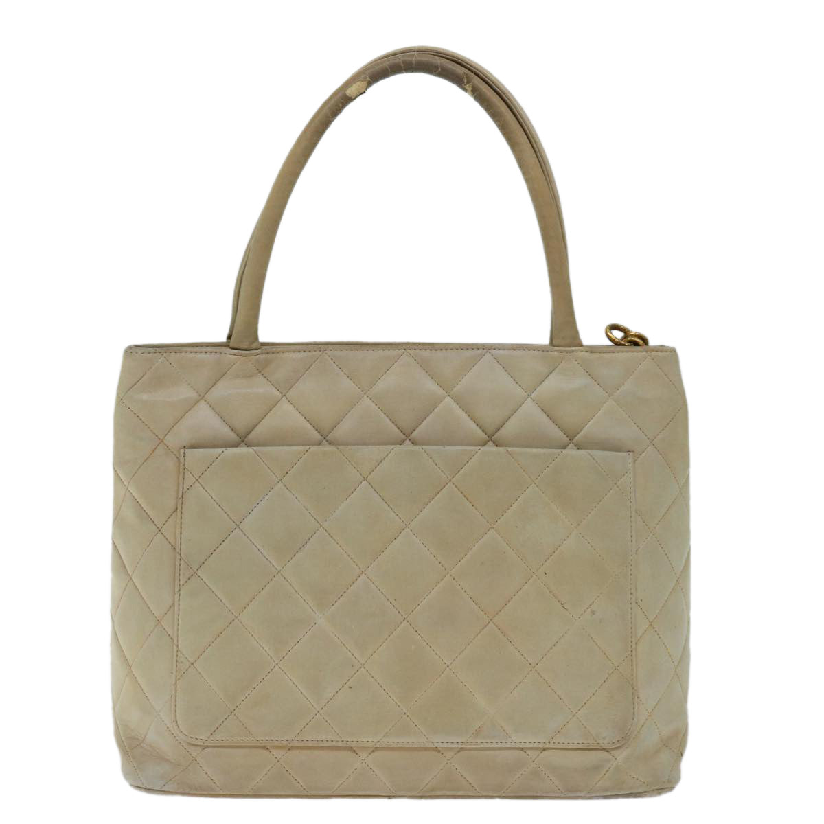 CHANEL Tote Bag Lamb Skin Beige CC bs12535