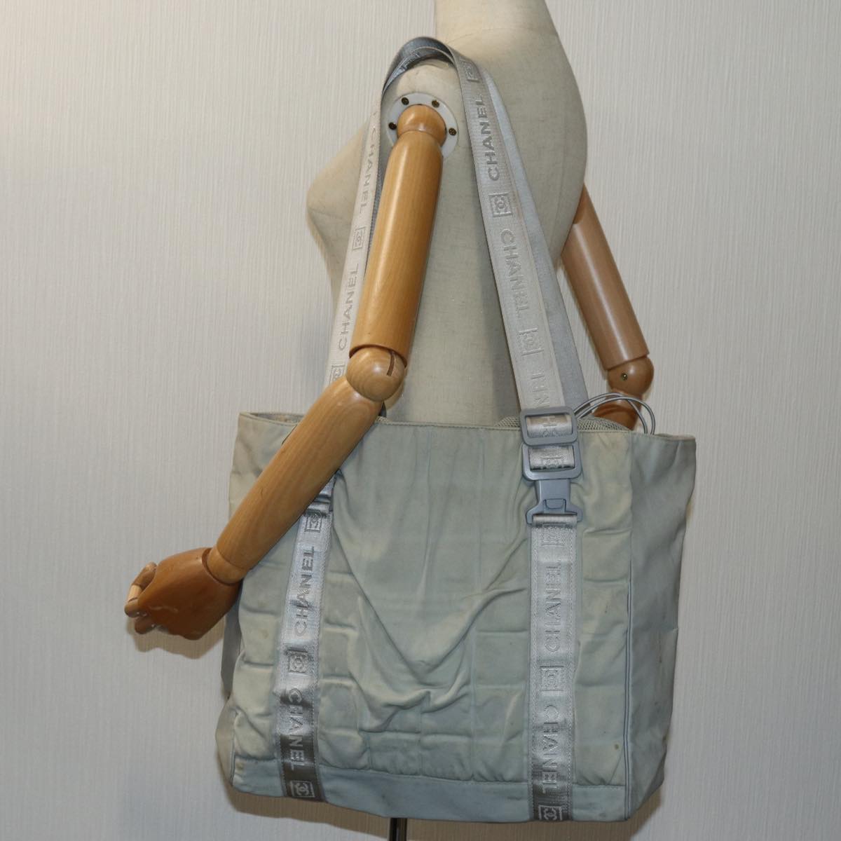 CHANEL Sports Line Tote Bag Canvas Gray CC bs13030