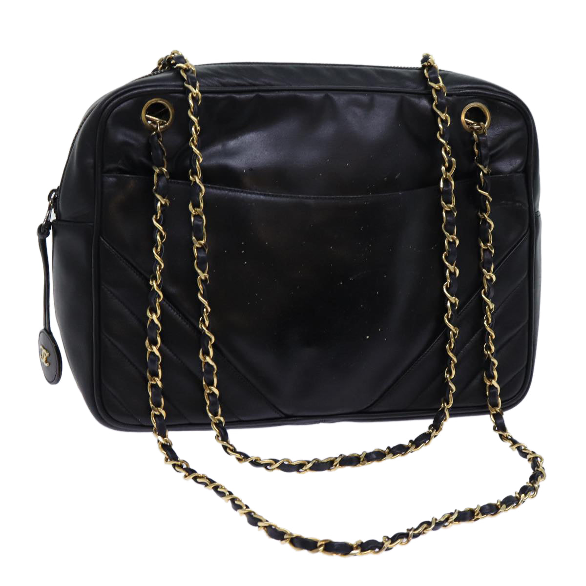 CHANEL Matelasse Chain Shoulder Bag Leather Black CC bs13119