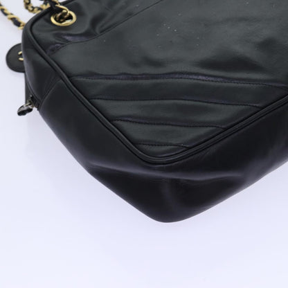 CHANEL Matelasse Chain Shoulder Bag Leather Black CC bs13119