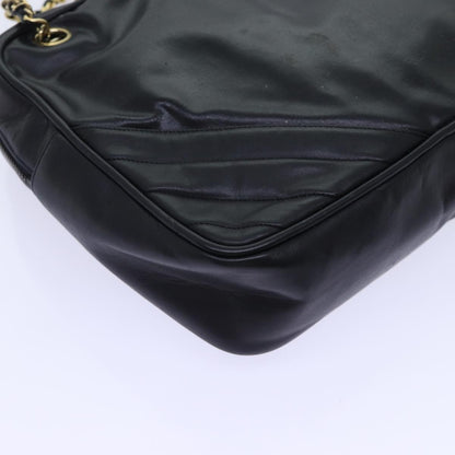 CHANEL Matelasse Chain Shoulder Bag Leather Black CC bs13119