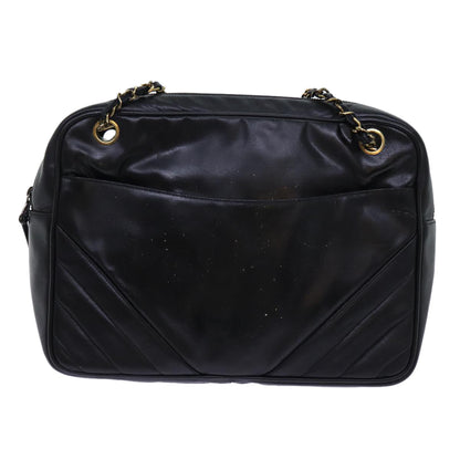 CHANEL Matelasse Chain Shoulder Bag Leather Black CC bs13119