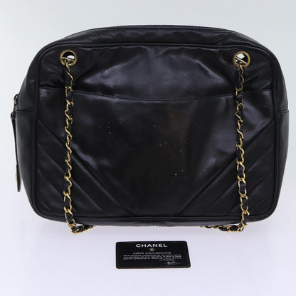 CHANEL Matelasse Chain Shoulder Bag Leather Black CC bs13119
