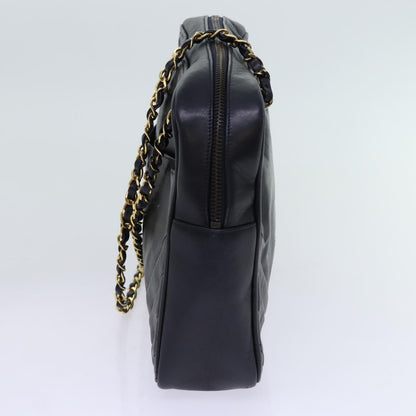 CHANEL Matelasse Chain Shoulder Bag Leather Black CC bs13119