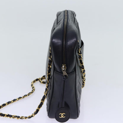 CHANEL Matelasse Chain Shoulder Bag Leather Black CC bs13119