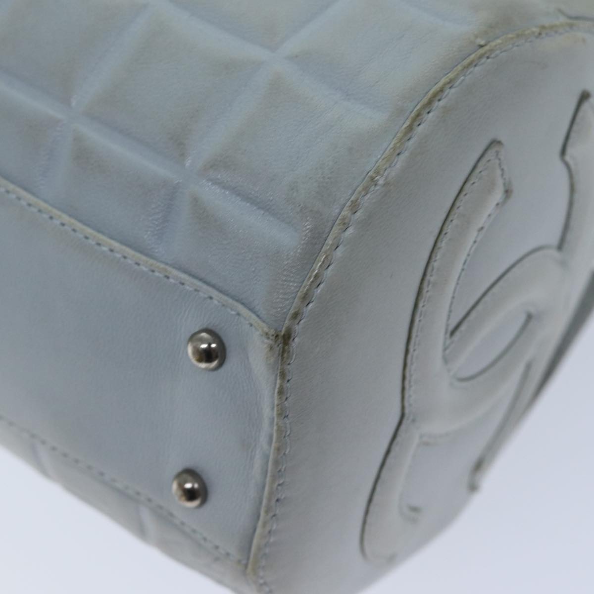 CHANEL COCO Mark Choco Bar Shoulder Bag Lamb Skin Blue CC bs13362