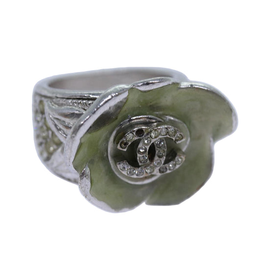 CHANEL COCO Mark Ring metal Silver CC bs13494