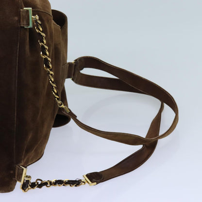 CHANEL COCO Mark Backpack Suede Brown CC bs13597
