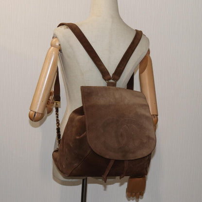CHANEL COCO Mark Backpack Suede Brown CC bs13597