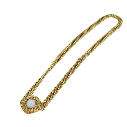 CHANEL Chain Pearl Belt metal Gold CC bs13679