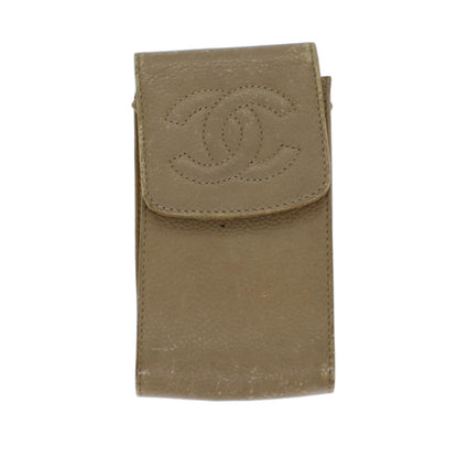 CHANEL COCO Mark Pen Case Caviar Skin Beige CC bs13887