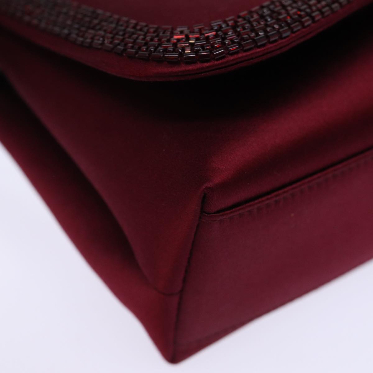 CHANEL Shoulder Bag Satin Red CC bs13944