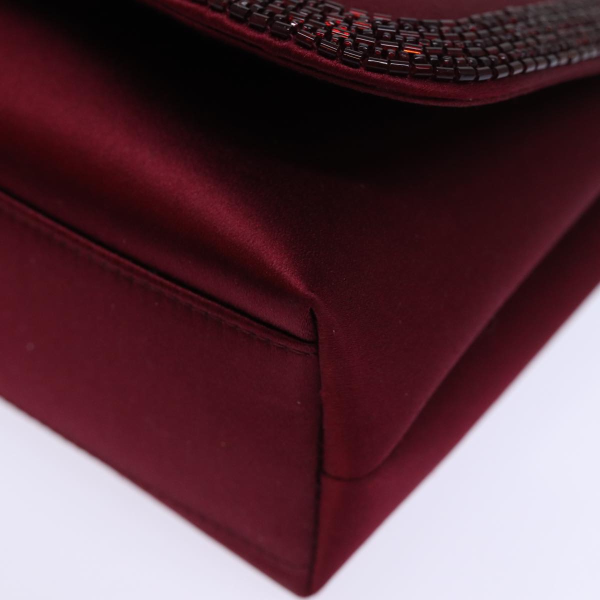 CHANEL Shoulder Bag Satin Red CC bs13944