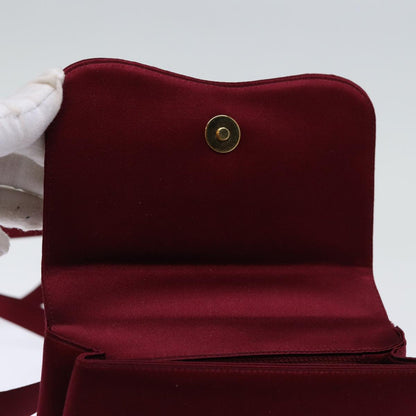CHANEL Shoulder Bag Satin Red CC bs13944