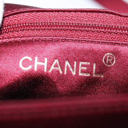 CHANEL Shoulder Bag Satin Red CC bs13944