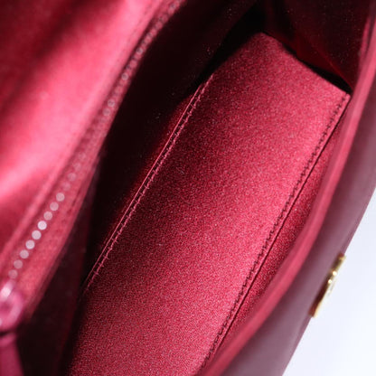 CHANEL Shoulder Bag Satin Red CC bs13944