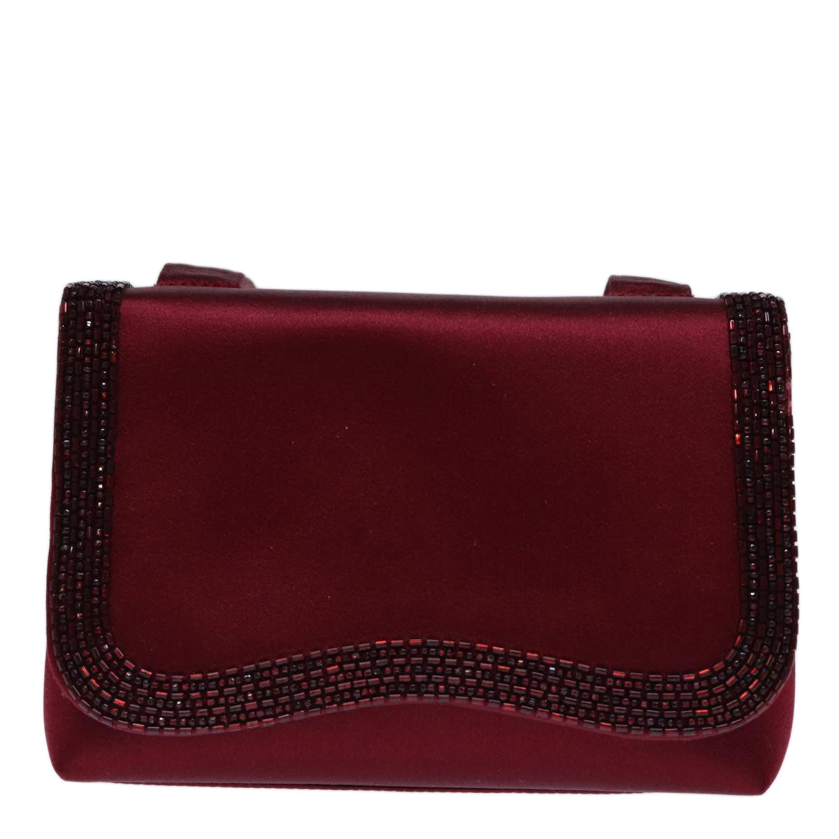 CHANEL Shoulder Bag Satin Red CC bs13944