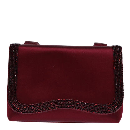 CHANEL Shoulder Bag Satin Red CC bs13944