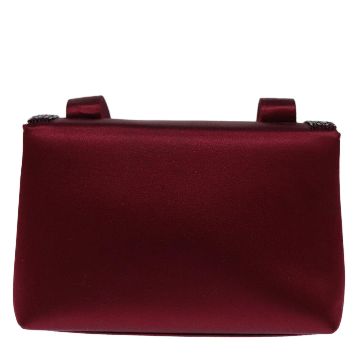 CHANEL Shoulder Bag Satin Red CC bs13944